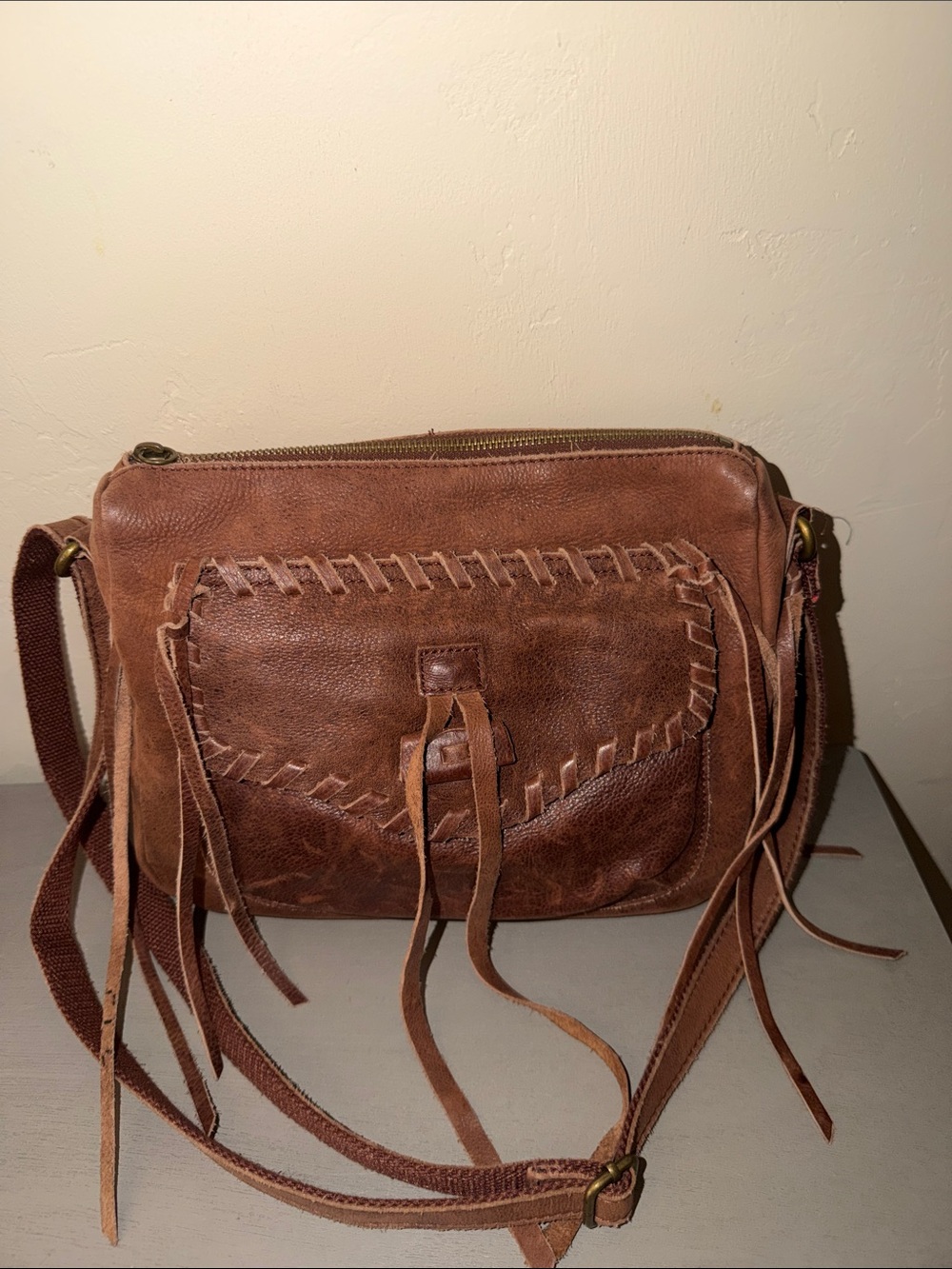 Lucky Brand Brown Leather Fringe Crossbody